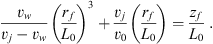 $$ \frac{{v}_w}{{v}_j-{v}_w}{\left(\frac{{r}_f}{{L}_0}\right)}^3+\frac{{v}_j}{{v}_0}\left(\frac{{r}_f}{{L}_0}\right)=\frac{{z}_f}{{L}_0}\enspace. $$