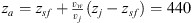 $ {z}_a={z}_{{sf}}+\frac{{v}_w}{{v}_j}({z}_j-{z}_{{sf}})=440$
