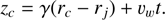 $$ {{z}_{c}}=\gamma ({{r}_{c}}-{{r}_{j}})+{{v}_{w}}t. $$
