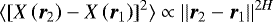 $\langle\left[X\left(\boldsymbol{r}_2\right)-X\left(\boldsymbol{r}_1\right)\right]^2\rangle\propto{||}\boldsymbol{r}_2-\boldsymbol{r}_1{||}^{2H}$