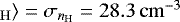 $\langle{n_{\mathrm{H}}}\rangle=\sigma_{{n_{\mathrm{H}}}}=28.3\,\mathrm{cm}^{-3}$
