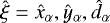 $\hat{\xi}=\hat{x}_{\alpha },\hat{y}_{\alpha},\hat{d}_{\alpha}$