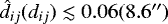 $\hat{d}_{ij}(d_{ij})\lesssim0.06(8.6^{\prime\prime})$
