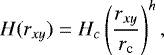 \begin{equation*} H(r_{xy}) = H_c\left(\frac{r_{xy}}{r_{\textrm{c}}}\right)^h, \vspace*{-3pt}\end{equation*}
