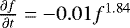 $\frac{\partial{f}}{\partial{t}}=-0.01f^{1.84}$