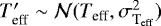 $T^{\prime}_{\textrm{\scriptsize eff}} \sim \mathcal{N}(T_{{\textrm{eff}}}, \sigma_{\textrm{T}_{{\textrm{eff}}}}^2)$