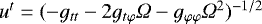 $u^t = (-g_{tt} - 2 g_{t \varphi} {{\Omega}} - g_{\varphi \varphi} {{\Omega}}^2 )^{-1/2}$