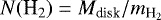 $N(\textrm{H}_2) = M_{\textrm{disk}} / m_{\textrm{H}_2}$