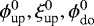 $\phi_{\text{up}}^0,\xi_{\text{up}}^0,\phi_{\text{do}}^0$