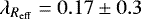 $\lambda_{R_{\mathrm{eff}}}=0.17\pm0.3$
