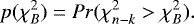 \begin{equation*} p(\chi^{2}_{B}) = Pr(\chi^{2}_{n-k} > \chi^{2}_{B}).\end{equation*}