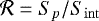 $\mathcal{R} = S _p/S_{\rm{int}}$