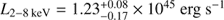 $ L_{2-8\,\rm{keV}}={1.23}_{-0.17}^{+0.08}\times \;\rm{erg}\;\rm{s}^{-1}$