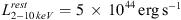 $ {L}_{2-10\;{\rm{keV}}}^{rest}=5\,\times\,10^{44}\;\rm{erg}\;\rm{s}^{-1}$