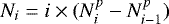 $N_i= i \times (N^p_i-N^p_{i-1})$