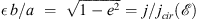 $ \epsilon \equiv b/a\mathrm{\thinspace }=\mathrm{\thinspace }\sqrt{1-{e}^2}=j/{j}_{{cir}}(\mathcal{E})$
