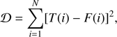 $$ \mathcal{D}=\sum_{i=1}^{\mathrm{N}}[T(i)-F(i){]}^2, $$