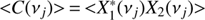 $<C({{v}_{j}})>=<X_{1}^{*}({{v}_{j}}){{X}_{2}}({{v}_{j}})>$