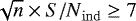 $\sqrt{n}\times{}{S/N}_{\mathrm{ind}} \ge{} 7$