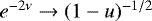 $e^{-2\nu} \rightarrow (1-u)^{-1/2}$
