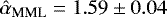$\hat{\alpha}_{\textrm{MML}}=1.59\pm0.04$