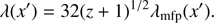 $$ \lambda{(x')}=32{(z+1)}^{1/2}\lambda_\mathrm{mfp}{(x')}. $$