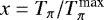 $x=T_{\pi}/T_{\pi}^{\textrm{max}}$