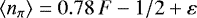 $\left\langle n_{\pi} \right\rangle = 0.78\,F-1/2 &#x002B; \varepsilon$