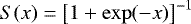 $S(x)=\left[1&#x002B;\exp(-x)\right]^{-1}$