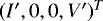 $(I^{\prime}, 0, 0, V^{\prime})^T$