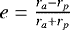 $e=\frac{r_a-r_p}{r_a&#x002B;r_p}$