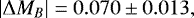 \begin{equation*} \vert{\rm{\Delta}} M_B\vert=0.070\pm0.013, \end{equation*}