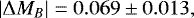 \begin{equation*} \vert{\rm{\Delta}} M_B\vert=0.069\pm0.013, \end{equation*}