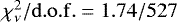 $\chi_{\nu}^2/{\rm{d.o.f.}}=1.74/527$