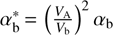 $ \textstyle\alpha_\mathrm b^\ast={(\frac{V_\mathrm A}{V_\mathrm b})}^2\alpha_\mathrm b $