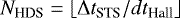 $N_{\textrm{HDS}} = \left\lfloor{\mathrm{\Delta} t_{\textrm{STS}}/dt_{\textrm{Hall}}}\right\rfloor$