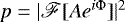 $p = |\mathscr{F}[Ae^{i\mathrm{\Phi}}]|^2$