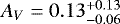 $A_V=0.13^{&#x002B;0.13}_{-0.06}$