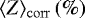 $\langle Z \rangle_{\mathrm{corr}}\,(\%)$