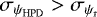 $\sigma_{\psi_{\mathrm{HPD}}}>\sigma_{\psi_{\mathrm{r}}}$
