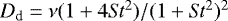 $D_{\textrm{d}}=\nu (1&#x002B;4\mathit{St}^2)/(1&#x002B;\mathit{St}^2)^2$