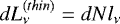 $dL_{\nu}^{(thin)}= dN l_{\nu}$
