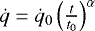 $ \dot{q}= \dot{q}_0 \left( \frac{t}{t_0} \right)^{\alpha}$