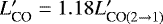 $L&#x0027;_{\textrm{CO}}=1.18 L&#x0027;_{\textrm{CO}(2\to1)}$