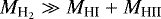 $M_{\textrm{H}_2}\gg M_{\text{HI}} &#x002B; M_{\text{HII}}$