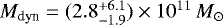 $M_{\text{dyn}}=(2.8^{&#x002B;6.1}_{-1.9})\times10^{11}\,{M}_{\odot}$