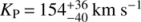 $ K_\mathrm P=154_{-40}^{+36}\;\mathrm{km}\;\mathrm s^{-1} $