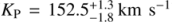 $ K_\mathrm P=152.5_{-1.8}^{+1.3}\;\mathrm{km}\;\mathrm s^{-1} $