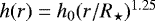 $h(r) = h_0(r/R_{\star})^{1.25}$