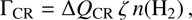 $$ {\mathrm\Gamma}_\mathrm{CR}=\mathrm\Delta Q_\mathrm{CR}\;\zeta\;n{({\mathrm H}_2)}, $$